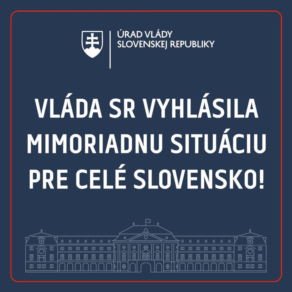 Vyhlasujeme mimoriadnu situáciu na území celého Slovenska, informuje minister Takáč