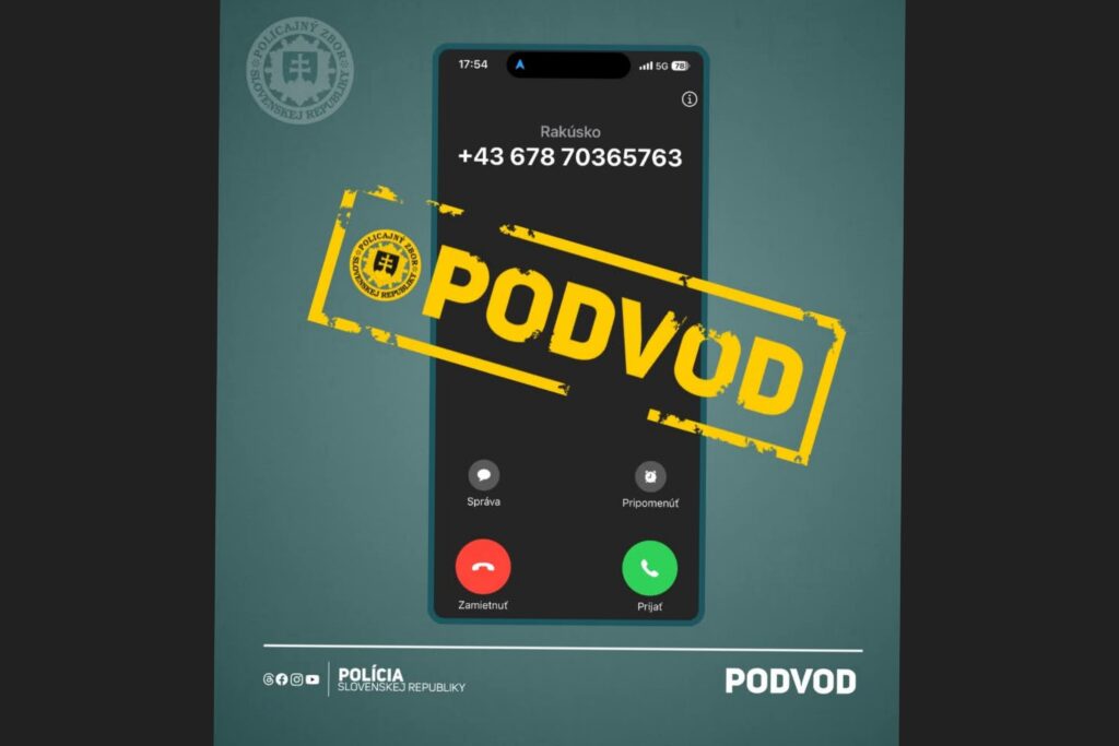 Polícia SR upozorňuje na podvodné telefonáty z rakúskych čísiel