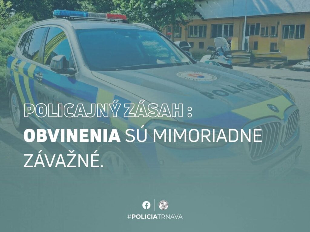 Policajti zasahovali v okrese Galanta: Obvinenia sú mimoriadne závažné