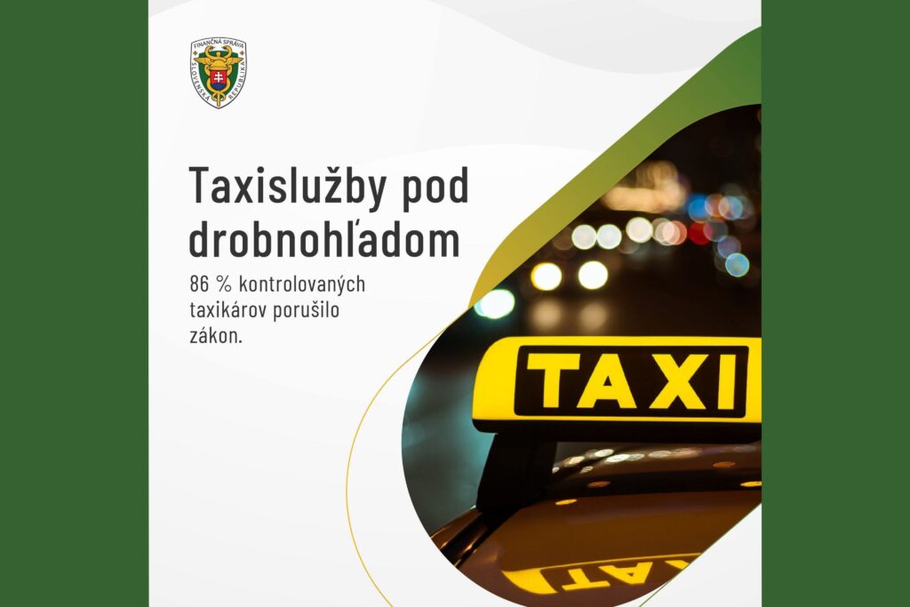 86% taxikárov porušilo zákon, uviedla Finančná správa po kontrole
