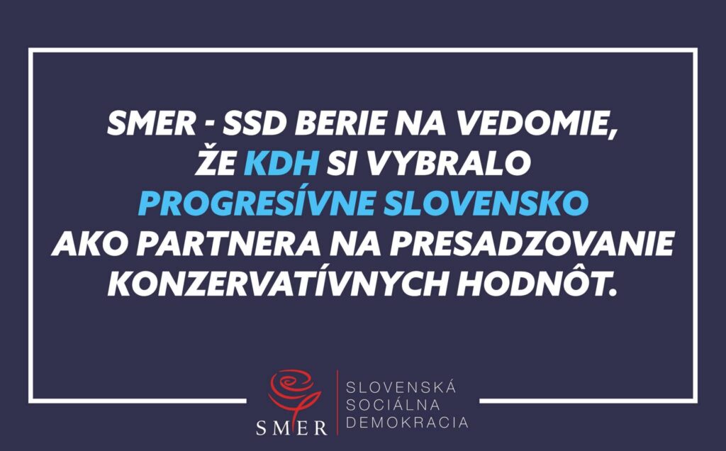 Bude to veľká zábava, hovorí SMER-SSD o spolupráci KDH a Progresívneho Slovenska