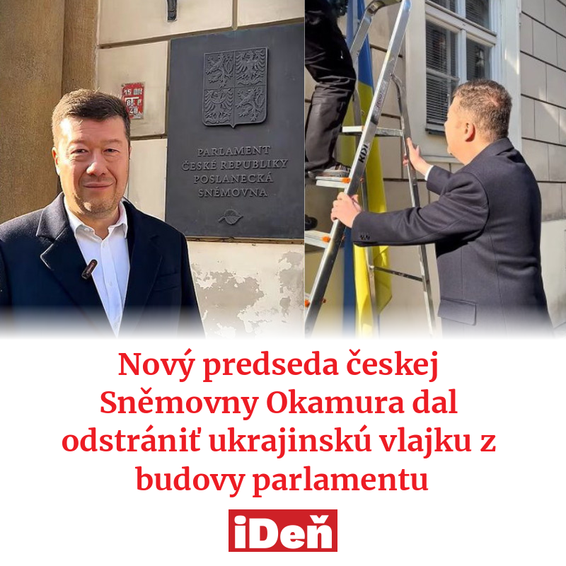 Nový predseda českej Sněmovny Okamura dal odstrániť ukrajinskú vlajku z budovy parlamentu